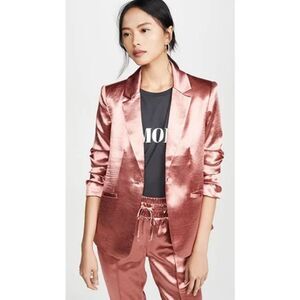 NWT! Cinq à Sept Kylie Ruched Hammered Satin Blazer In Rosewood - Size 2 - $495
